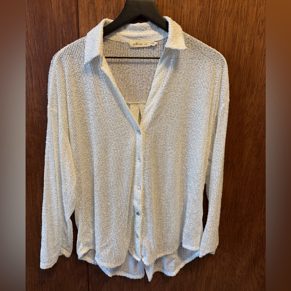 Millibon White Sequin Blouse
